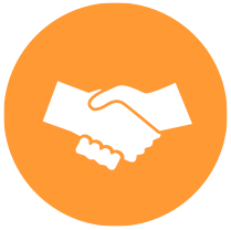 orange handshake icon